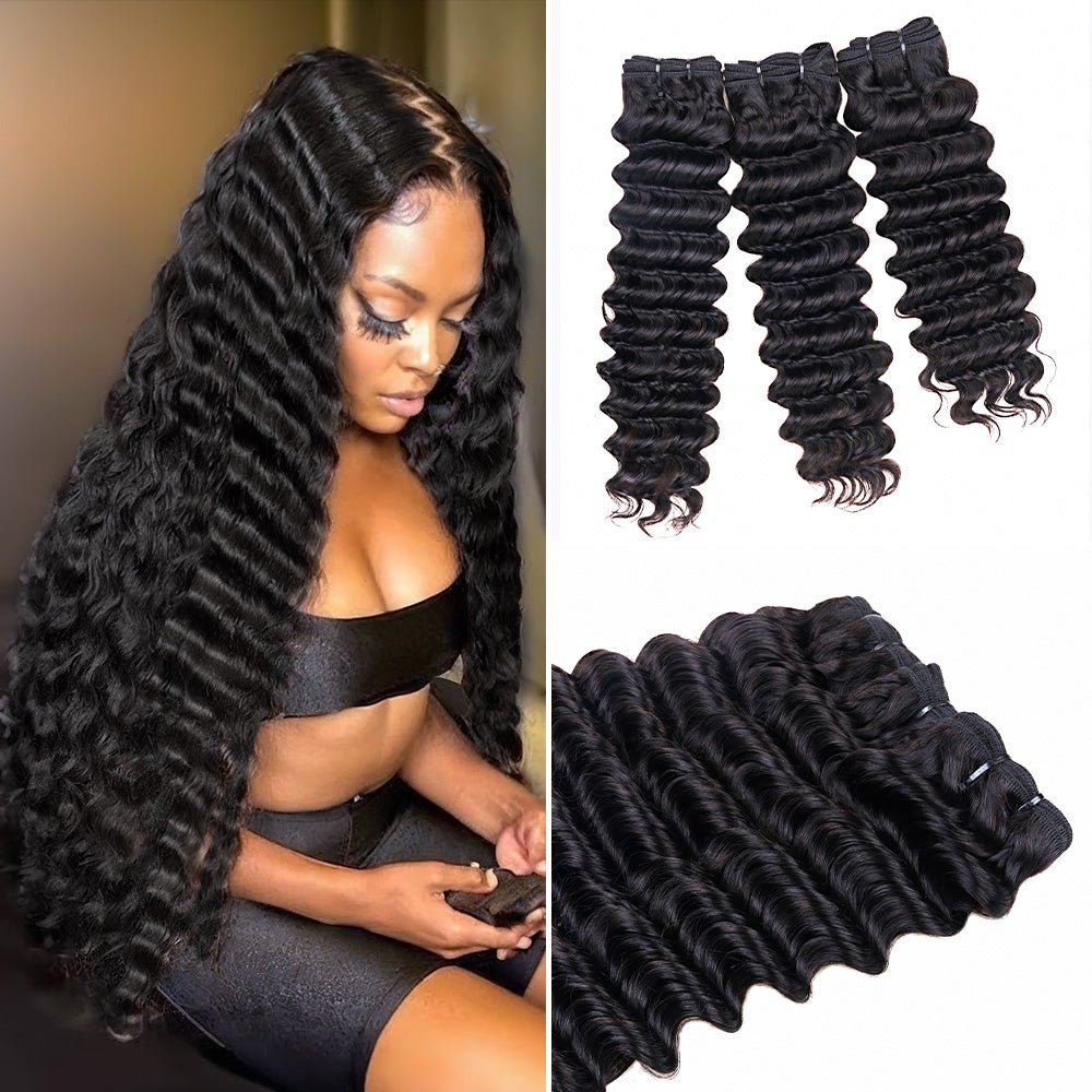 Lashey Virgin Hair Bundles Deep Wave 3pcs Hair Wefts Human Hair