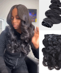 Lashey Seamless Clip in Hair Extensions Super Flat Body Wave Human Hair