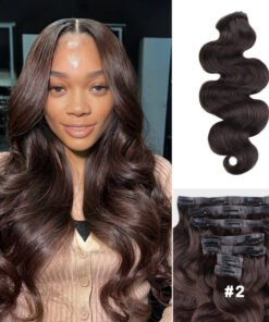 Lashey Seamless Clip in Hair Extensions Super Flat Colored Body Wave Real Human Hair