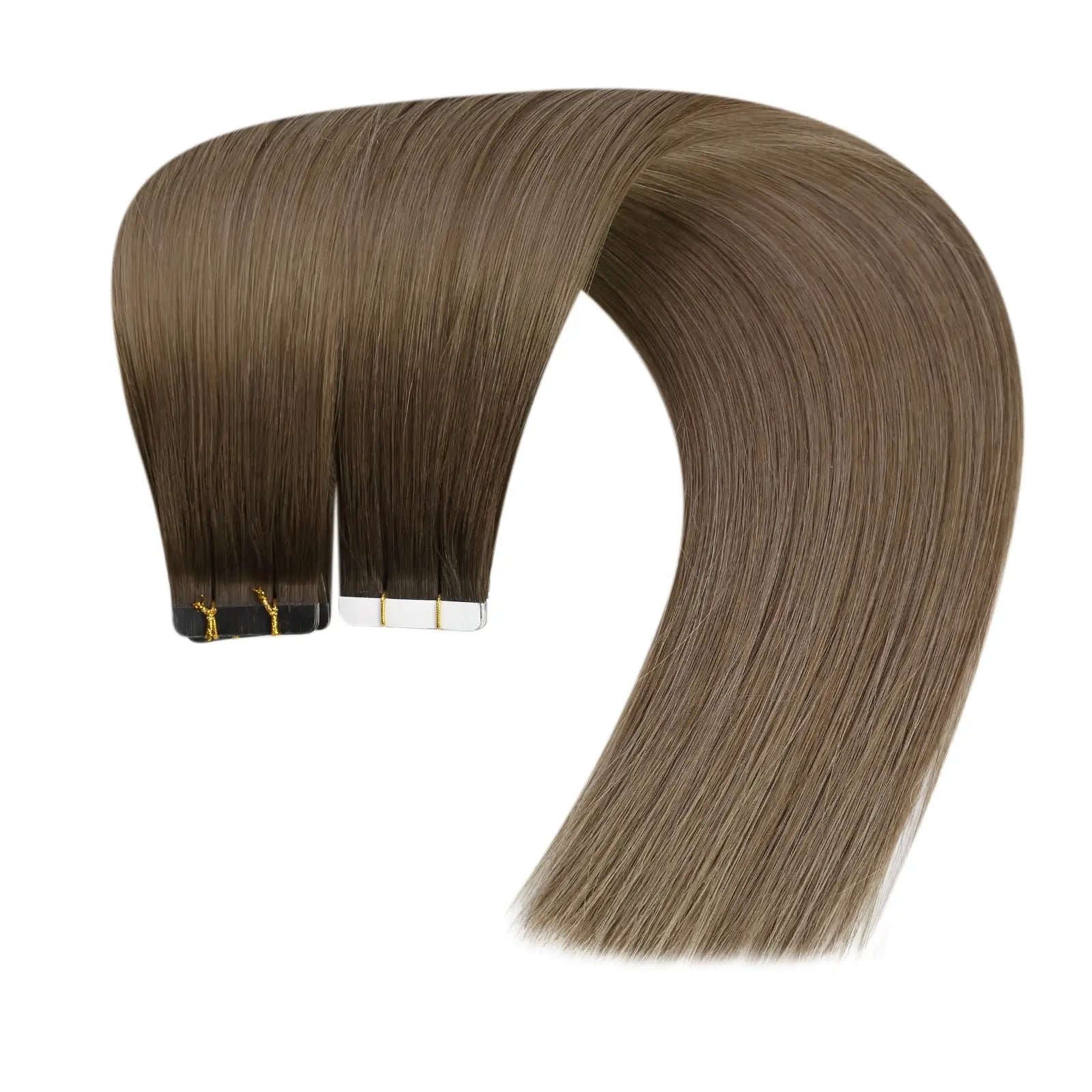Best Tape Hair Extensions 100% Virgin Hair Balayage Brown (#R2/DXB/18) - Image 3