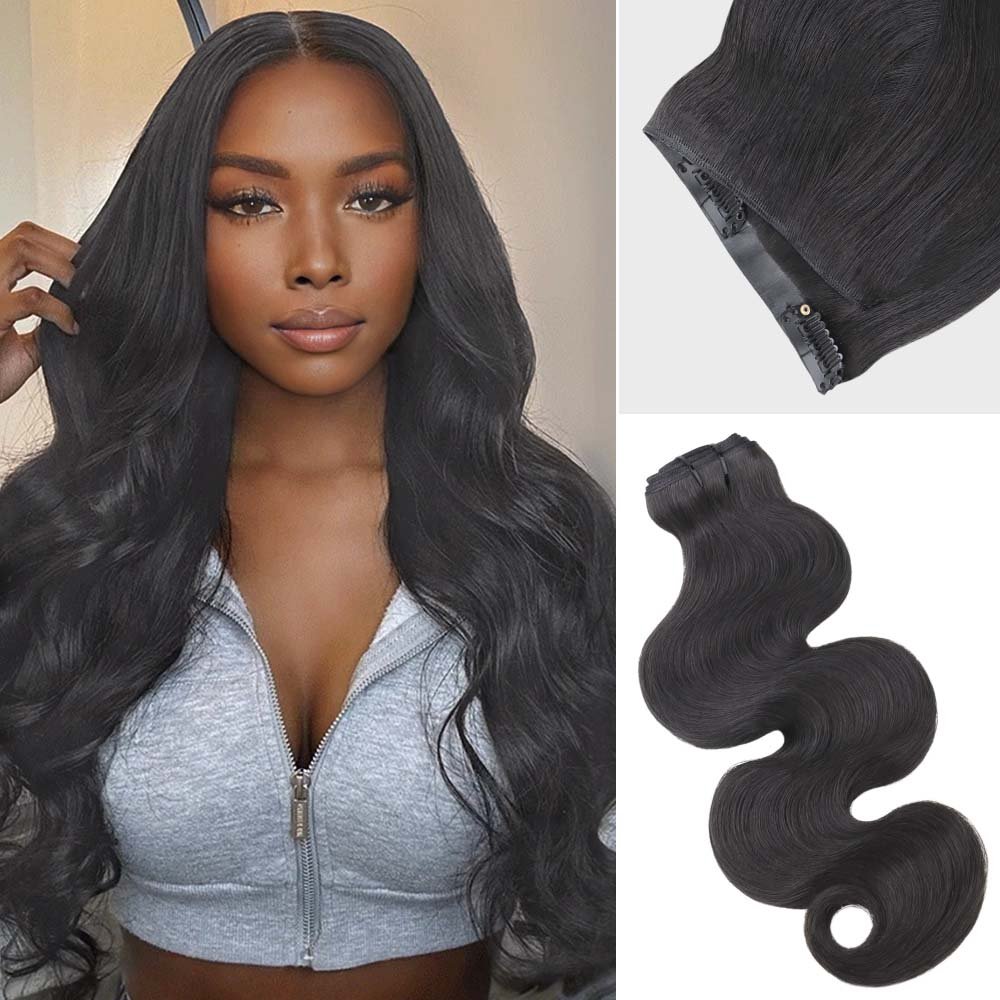 Lashey Genius Seamless Clip in Hair Extensions Body Wave Real Human Hair