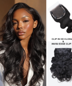 Lashey Body Wave Clip in 5X5 HD Closure | Invisi Edge Clip ins