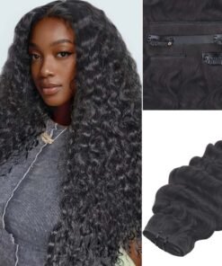 Lashey Genius Seamless Clip in Hair Extensions Deep Wave Real Human Hair