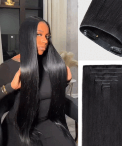 Lashey Invisi Edge Clip in Hair Extensions Yaki Straight Real Human Hair Clip In Extensions