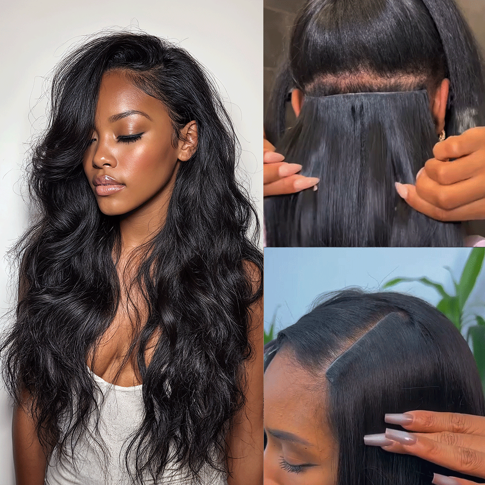 Lashey Body Wave / Yaki Straight / Kinky Curly / Kinky Straight / Straight Ultra Invisi Edges Clip in Hair Extensions Clip In Extensions