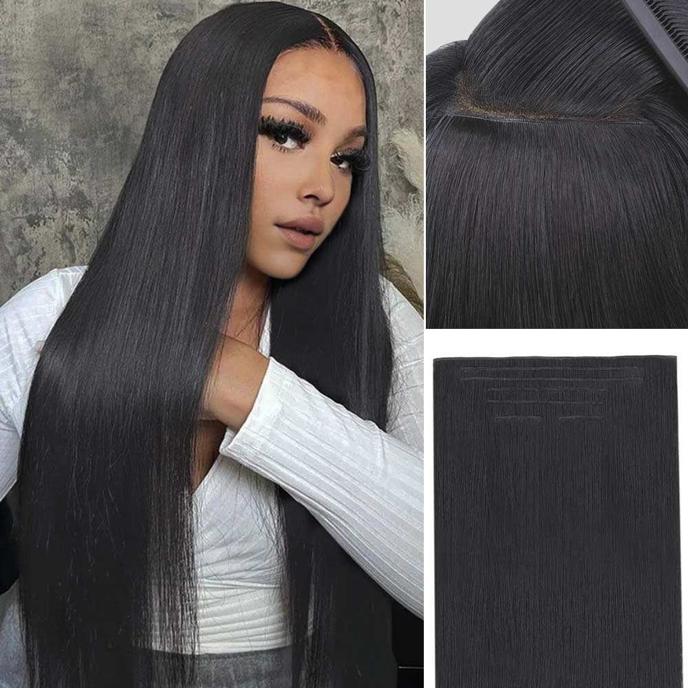 Lashey Genius Seamless Clip in Hair Extensions Silky Straight Real Human Hair