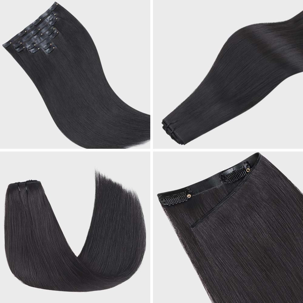 Lashey Genius Seamless Clip in Hair Extensions Silky Straight Real Human Hair - Image 2